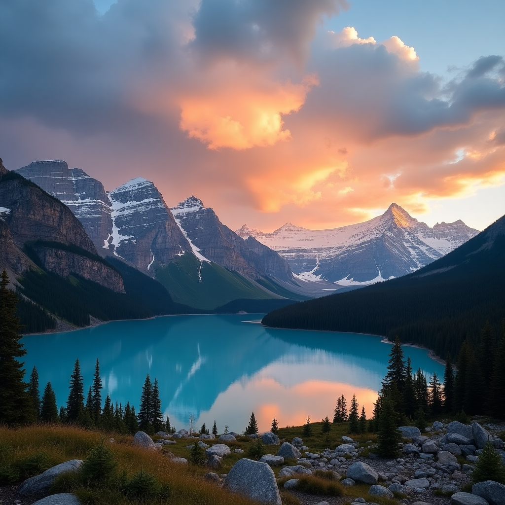 Scenic Canadian landscape with mountains and lakes